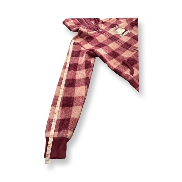 Justice Pajama Romper One-piece Checkered Maroon And Pink Feline Sleepy Size 8 - Picture 11 of 14